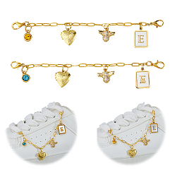 Золотой 2шт. латунные цепи для ремней безопасности, с подвесками из легированного стекла и стразами, золотые, 130 мм