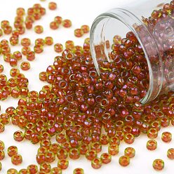 (303) Inside Color Jonquil/Hyacinth Lined Toho runde Rocailles, japanische Rocailles, (303) Innenfarbe mit Jonquille / Hyazinthe ausgekleidet, 8/0, 3 mm, Bohrung: 1 mm, über 222pcs / Flasche, 10 g / Flasche