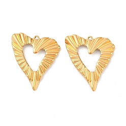 Настоящее золото 18K 304 подвески из нержавеющей стали, шарма сердца, ионное покрытие (ip), реальный 18 k позолоченный, 29x25x2.5 мм, отверстие : 1.5 мм