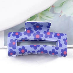 Розовато-лиловый Заколки для волос из ПВХ с цветочным узором, аксессуары для волос для женщин и девочек, прямоугольные, розовато-лиловый, 43x81x39 мм