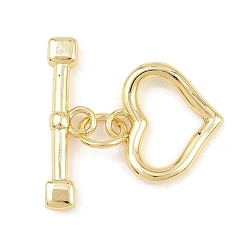 Настоящее золото 18K Застежки-тоглы в форме сердца из латуни, без кадмия и без свинца, долговечный, реальный 18 k позолоченный, 6.5~14.5x15~21.5x2~2.5 мм, отверстие : 2.5 мм