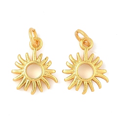 Настоящее золото 24K Латунные подвески, солнечные чары, долговечный, без свинца и без кадмия, с целью перехода в кольце, реальный 24 k позолоченный, 12x9.5x2 мм, отверстие : 2 мм