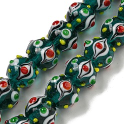 чирок Бусы лэмпворк ручной работы, неровный, круглые, зелено-синие, 13.5~15 мм диаметром, отверстие : 1.2~1.4 мм