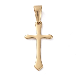 Золотой 304 подвески из нержавеющей стали, крестик, золотые, 24x13x1 мм, отверстие : 8x3 мм