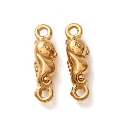 Real 18K Gold Plated 304 Stainless Steel Connector Charms, Sea Horse Links, Ion Plating(IP), Long-Lasting Plated, Real 18K Gold Plated, 12x3.5x3mm, Hole: 1mm