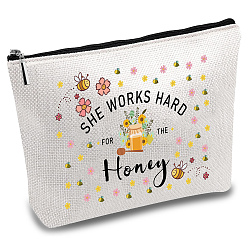 Bees Поликоттоновые холщовые мешки для хранения ко Дню учителя, металлические мешочки на молнии, прямоугольник с рисунком, Пчелы, 18x25 см