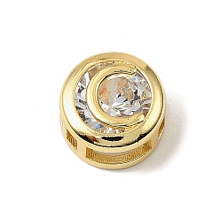 Letter C Латунные микро проложить кубического циркония многожильных ссылки, плоские круглые с буквы, реальный 18 k позолоченный, буква С, 10x6.5 мм, отверстие : 5x3 мм