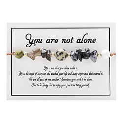 Смешанные камни Натуральный смешанный драгоценный камень плетеные браслеты из бисера, регулируемый браслет круглой формы и фишек, 6-1/4~10-1/4 дюйм (16~26 см)