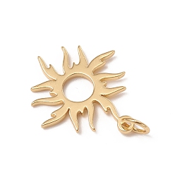 Golden Brass Solar Eclipse Pendants, with Jump Rings, Long-Lasting Plated, Sun, Golden, 21x18x1mm, Jump Ring: 5x0.7mm, Inner Diameter: 3.6mm