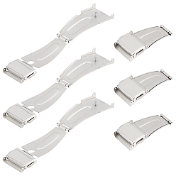 Stainless Steel Color 6 Pcs 304 Stainless Steel Watch Band Clasps, Fold Over Clasps, Stainless Steel Color, 35x17.5x5mm