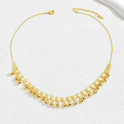 Настоящее золото 18K Модные винтажные латунные металлические цепочки-клеверы с колокольчиками и кисточками для женщин, реальный 18 k позолоченный, 17.72 дюйм (45 см)