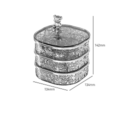Серый Пластиковая коробка органайзера для ювелирных изделий, Для кольца, серьги и ожерелье, серые, 13.4x13.4x14.3 см.