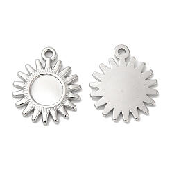 Нержавеющая Сталь Цвет Не тускнеет 304 подвеска из нержавеющей стали кабошон, солнечные чары, цвет нержавеющей стали, лоток : 8 мм, 20.5x17.5x2 мм, отверстие : 1.6 мм