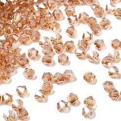 Сэнди Коричневый Прозрачные стеклянные бусины, двухконусные, граненые, песчаный коричневый, 4x3.5 мм, отверстие : 0.8 мм, около 720 шт / упаковка