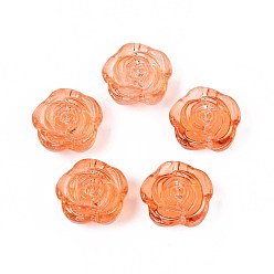 Коралловый Прозрачные стеклянные бусины для выпечки, цветок, коралл, 17.5~18x18~18.5x7.5~8.5 мм, отверстие : 1.2~1.5 мм