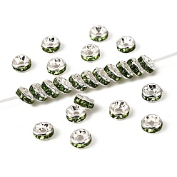 Перидот Латунь марки А горный хрусталь Spacer бисер, серебряный цвет гальваническим, без никеля , рондель, перидот, 4x2 мм, отверстие : 0.8 мм