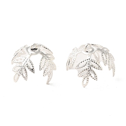 Посеребрённый Шапочки и конусы для бусин, латунные, цветок, 925 серебро покрытием, 13x16 мм, отверстие : 1 мм