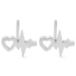 Нержавеющая Сталь Цвет Не тускнеют 304 серьги-гвоздики из нержавеющей стали, сердце, цвет нержавеющей стали, 8x10 мм