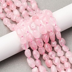 Розовый Кварц Природного розового кварца нитей бисера, самородки, упавший камень, 8.5~13x7.5~9.5x4~7.5 мм, отверстие : 1 мм, около 40~42 шт / нитка, 15.16''~15.55'' (38.5~39.5 см)