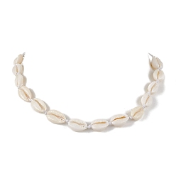 Белый Богемные ожерелья из натуральной ракушки каури из бисера, Регулируемое ожерелье из нейлоновой нити Holiday Beach для женщин и девочек, белые, 26.14 дюйм (66.4 см)