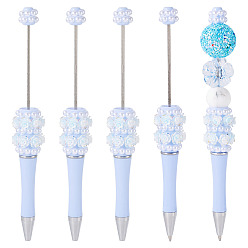 Светлый Стально-синий Пластиковая шариковая ручка, ручка из нержавеющей стали с бусинами, для индивидуальной ручки своими руками, светло-стальной синий, 143.5x20x20 мм