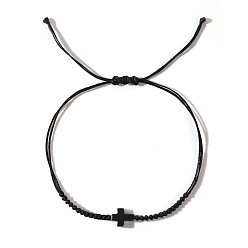 Черный Браслеты из черных драгоценных камней с крестообразными нитями, чёрные, 11 дюйм (28 см)