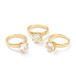 Золотой Товаров двойного назначения, кольца или подвески на пальцы из латуни с микропаве из прозрачного кубического циркония, кольцо-солитер, цветок, золотые, 15x12x6 мм, внутренний диаметр: 9.5 мм