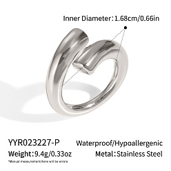 Нержавеющая Сталь Цвет 304 регулируемые манжеты из нержавеющей стали с открытыми кольцами для женщин, цвет нержавеющей стали, внутренний диаметр: 16.8 мм