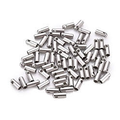 Нержавеющая Сталь Цвет Устойчивы к потускнению 201 наконечники шнура из нержавеющей стали, Торцевые крышки, колонка, цвет нержавеющей стали, 7.5x2.8 мм, отверстие : 1.4 мм, внутренний диаметр: 2.2 мм