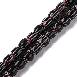 Черный Бусы лэмпворк ручной работы, раррель, чёрные, 6x6 мм, отверстие : 1 мм, около 63 шт / нитка, 15.16'' (38.5 см)