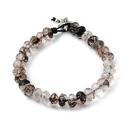 Anderes Wassermelonensteinglas Schwarze Wassermelone Steinglas Perlen Armbänder, mit Rindslederband, 201 Runde Perlen aus Edelstahl und Perlen aus Seesternlegierung, 7-3/4 Zoll (19.6 cm)