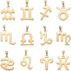 Золотой Золотили 304 подвески из нержавеющей стали, знак созвездия / зодиака, золотые, 74x72x17 мм, 12 шт / коробка