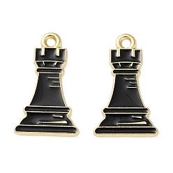 Черный Подвески из эмали и сплава, настольные игры для взрослых/шахматные брелоки, золотые, чёрные, 22x13x1 мм, отверстие : 1.6 мм