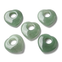 Зеленый Авантюрин Полые подвески из натурального зеленого авантюрина, сердце прелести, 39~40x39.5~40x9.5~10 мм, отверстие : 13.5~14 мм