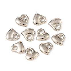 Platine Pendentifs en plastique ccb, charme coeur, platine, 11.5x12x4mm, Trou: 2.8mm