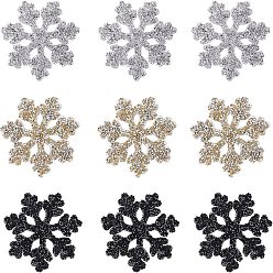 (52) Непрозрачная лаванда Рождественские патчи со снежинками и стразами, утюг / пришить аппликации, аксессуары для костюма, для одежды, сумка брюки, обуви, чехол для мобильного телефона, разноцветные, 95x95x2.5 мм, 9 шт / коробка