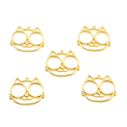 Golden Alloy Open Back Bezel Pendants, for DIY UV Resin, Epoxy Resin, Pressed Flower Jewelry, Cadmium Free & Lead Free, Cat, Golden, 32.5x40x2.5mm, Hole: 1.6mm