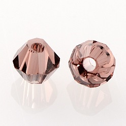 Rosy Brown Faceted Bicone Grade AAA Transparent Glass Beads, Rosy Brown, 4x3mm, Hole: 1mm, about 720pcs/bag