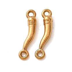 Real 18K Gold Plated 304 Stainless Steel Connector Charms, Hot Pepper Links, Ion Plating(IP), Long-Lasting Plated, Real 18K Gold Plated, 14x3x2.5mm, Hole: 1mm