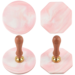 Pink 2 шт. 2 стили подставки под чашки из фарфора с мраморным узором, восковые коврики, восьмиугольник и плоский круг, розовые, 91~95x91~95x7 мм, 1 шт / стиль