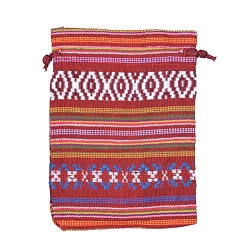 Разноцветный Мешочки для упаковки ювелирных изделий из хлопка в мексиканскую полоску, шнурок сумки, красочный, 18x13 см