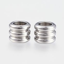 Stainless Steel Color Tarnish Resistant 304 Stainless Steel Beads, Large Hole Beads, Column, Stainless Steel Color, 8x9.5mm, Hole: 6mm