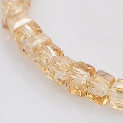 Сэнди Коричневый Половина радуги покрытием из стекла граненый куб бисер пряди, песчаный коричневый, 3x3x3 мм, отверстие : 1 мм, около 100 шт / нитка, 12.9 дюйм