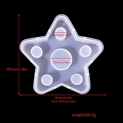 Star Food-grade Silicone Molds, Candlestick Molds, Gesso Resin Casting Molds, Star, 15.7x15.7x3.1cm, Inner Diameter: 1.9cm & 39mm
