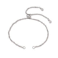 Нержавеющая Сталь Цвет 304 изготовление браслета-слайдера из нержавеющей стали в стиле «сингапур», цвет нержавеющей стали, 9-7/8 дюйм (25 см), отверстие : 3 мм