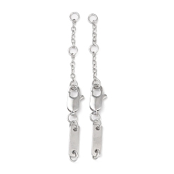 Real Platinum Plated Brass Chain Extenders, with Lobster Claw Clasp & Jump Rings, Cadmium Free & Nickel Free & Lead Free, Real Platinum Plated, 58.5x2mm