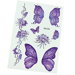 Medium lila Körperkunst Tattoos, temporäre Tattoos Papier Aufkleber, Schmetterling, Medium lila, 21x15 cm