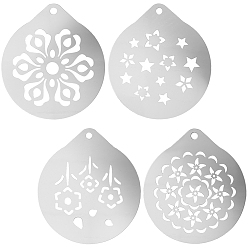 Mixed Shapes 4 шт. 4 варианты 304 форма для латте из нержавеющей стали, трафареты для рисования, разнообразные, 95x85x0.3 мм, отверстие : 5 мм, 1 шт / стиль