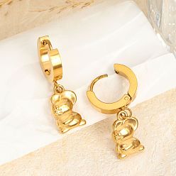 Медведь Серьги из 304 нержавеющей стали, золотые, медведь, 35 мм