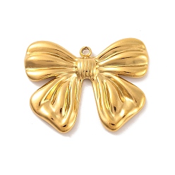 Настоящее золото 18K Ионное покрытие (ip) 304 подвески из нержавеющей стали, бантом прелести, реальный 18 k позолоченный, 20x25x2.5 мм, отверстие : 1.4 мм